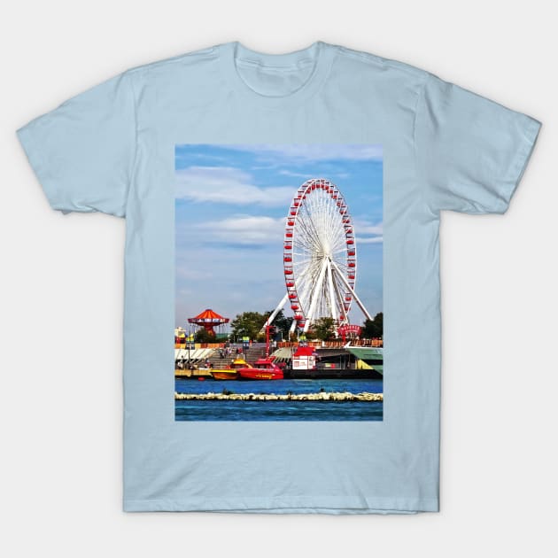 Chicago IL - Ferris Wheel at Navy Pier T-Shirt by SusanSavad